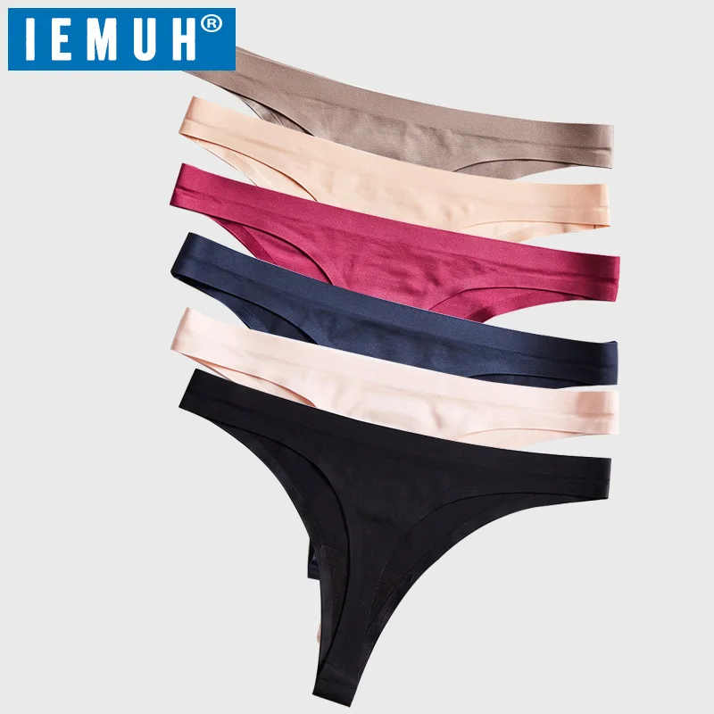IEMUH сексуальные женские трусики нижнее белье бесшовные стринги из ледяного шелка