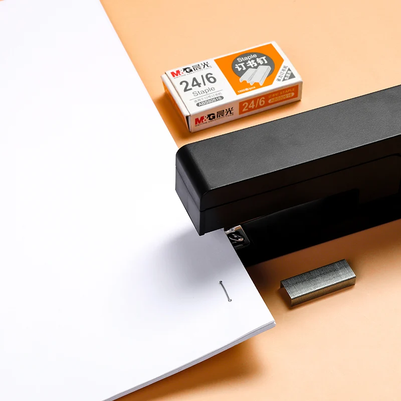 

M&G 360 rotatable Heavy Duty Stapler Use 24/6 Staples Effortless Long Stapler School Paper Staplers Office Bookbinding Supplies