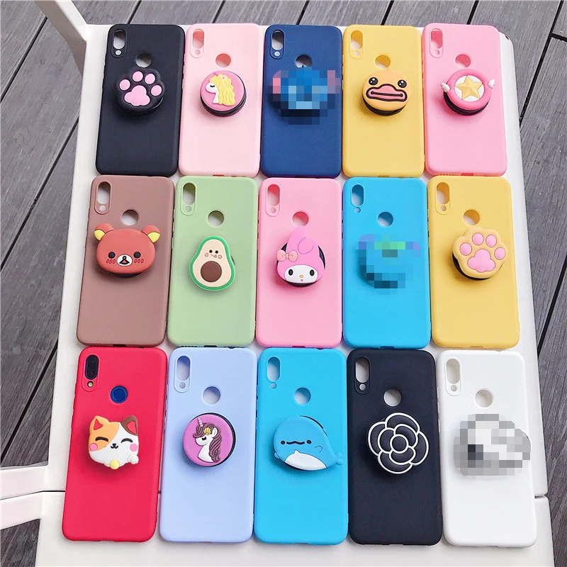 

3D silicone cartoon phone holder case for iphone x xr xs max 6 7 8 plus 6s 5s se cute stand back cover coque fundas