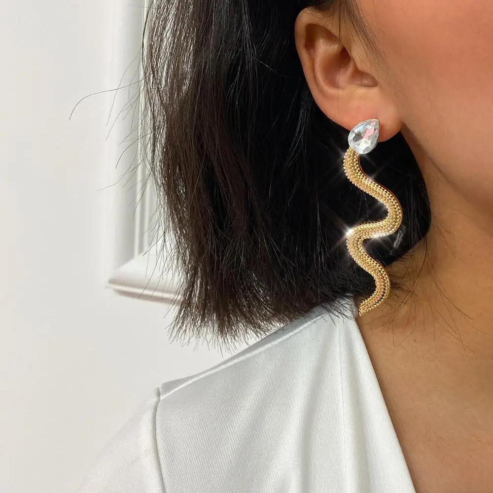 Винтажные серьги в виде змеи с кристаллами висячие для женщин Индивидуальные