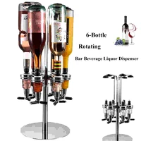 new 6 bottle rotating wine rack bar beverage liquor dispenser holder alcohol drink shot revolving beer pourers divider dispenser