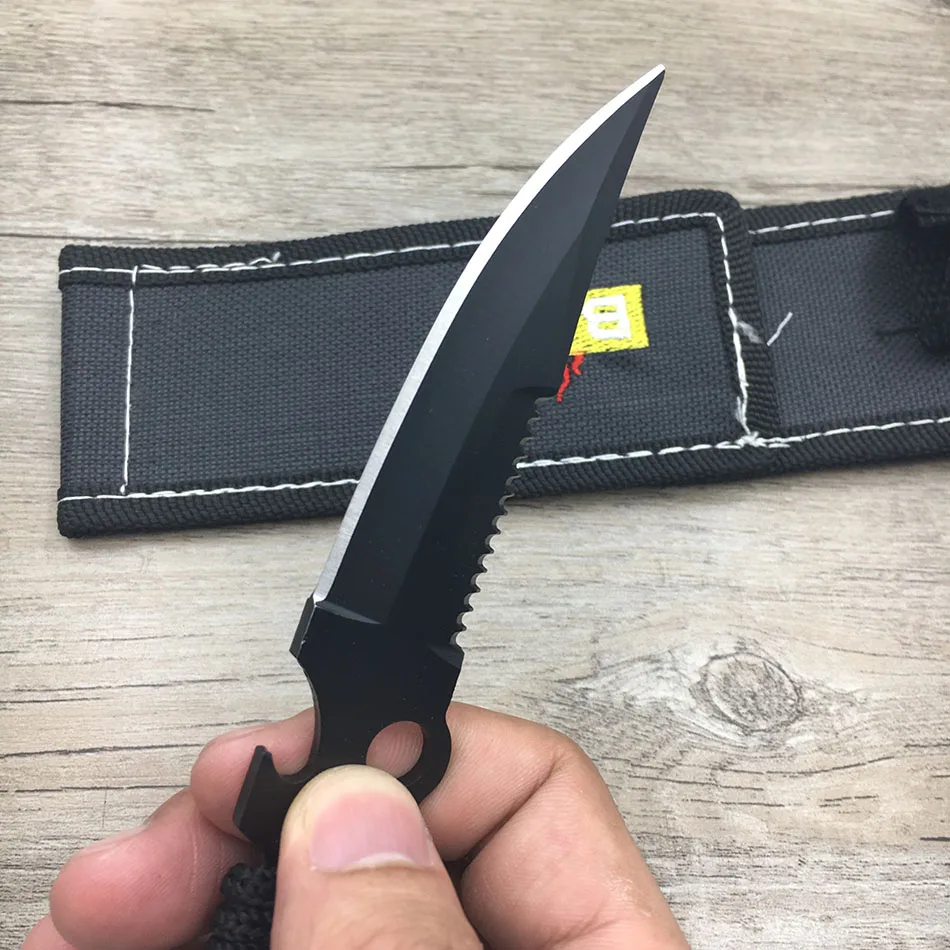 Нож 440C из нержавеющей стали для кемпинга спасения выживания защиты с серратным