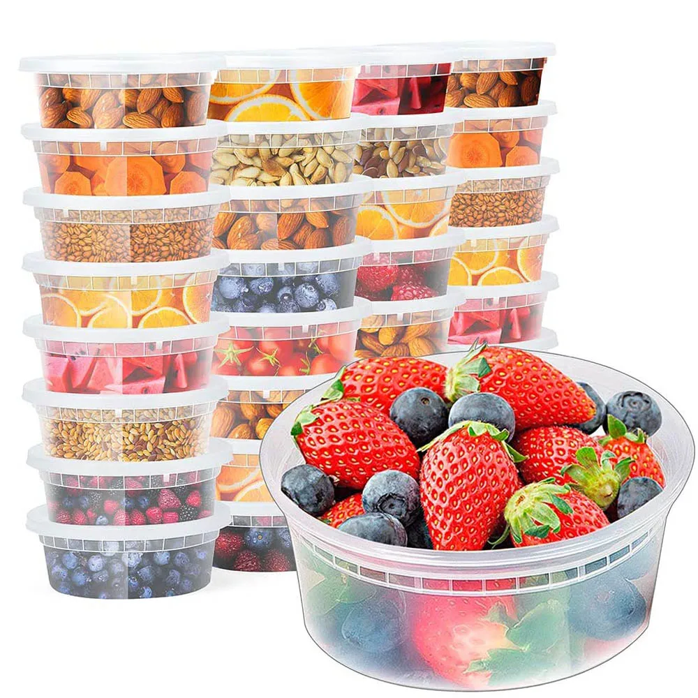 

Disposable Cup 8oz 16oz 32oz Plastic Soup Bowl with Lid Leakproof Round Transparent Food Storage Container Bento Box