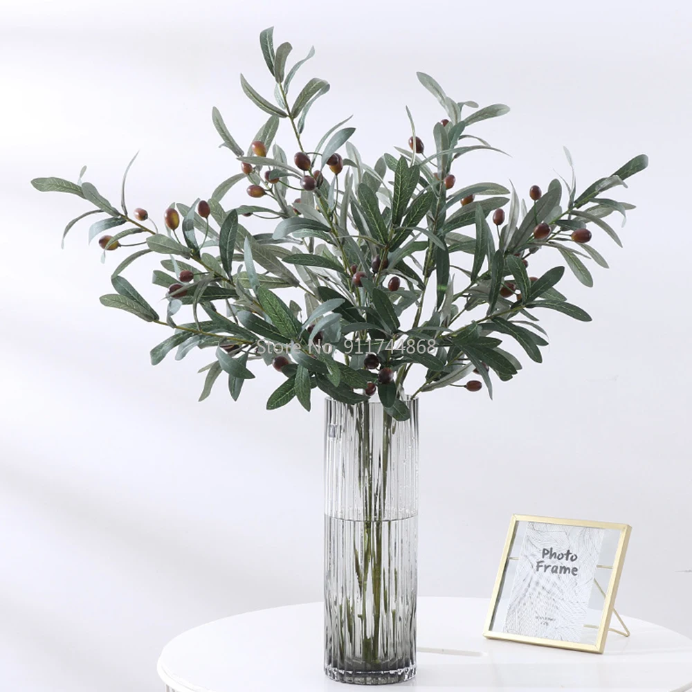 

Artificial Olive Branches Leave With Fruits for Home Wedding Decoration Accessories Diy Vase Decoration Green Artificial Plant