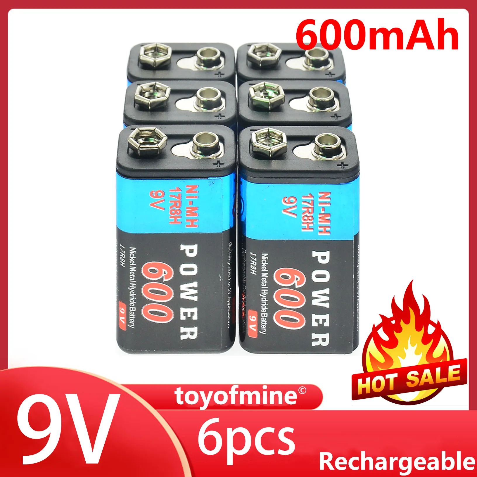 6 шт. Прочный 9 в вольт 600 мАч аккумулятор ni mh аккумуляторная батарея PPS