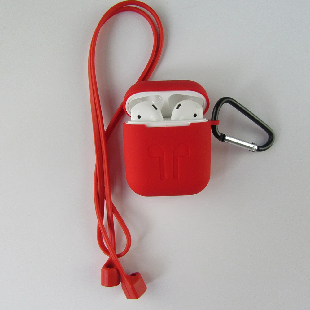 Твердый Цветной силиконовый чехол-футляр с защитой от потери наушников для Airpods |