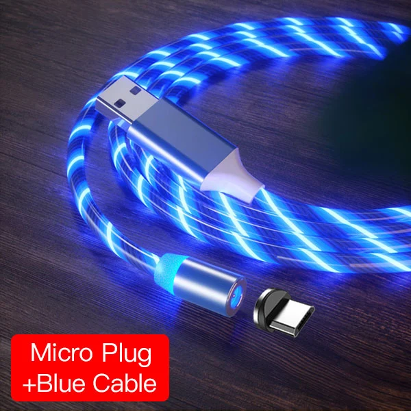 For Micro usb Blue ACCEZZ Магнитный зарядный кабель для быстрой зарядки для iPhone X 8 7 ipad Mini Micro usb type C магнитное зарядное устройство для samsung Android Phone - Цвет: For Micro usb Blue