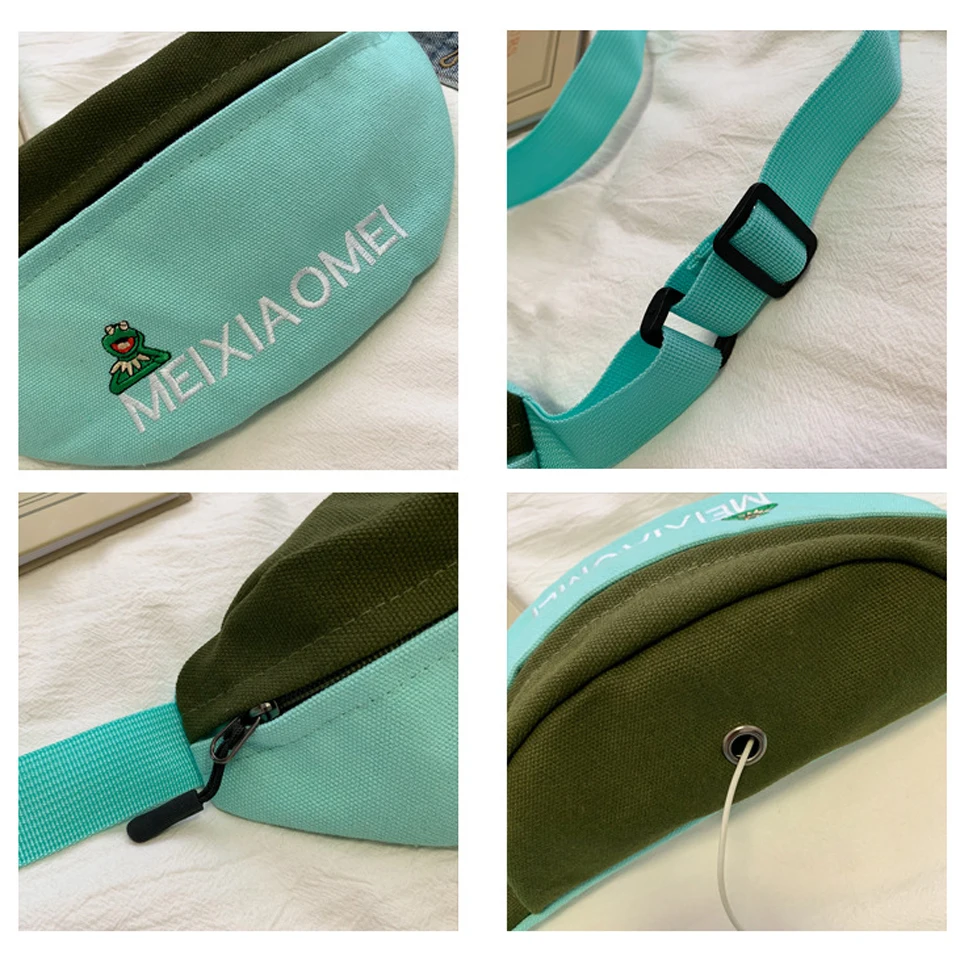 

New Women Canvas Pack Canvas Shoulder Crossbody Bag Fashion Waist Bag Student Trendy Chest Pouch Bags Solid Cute Belt Bags Purse
