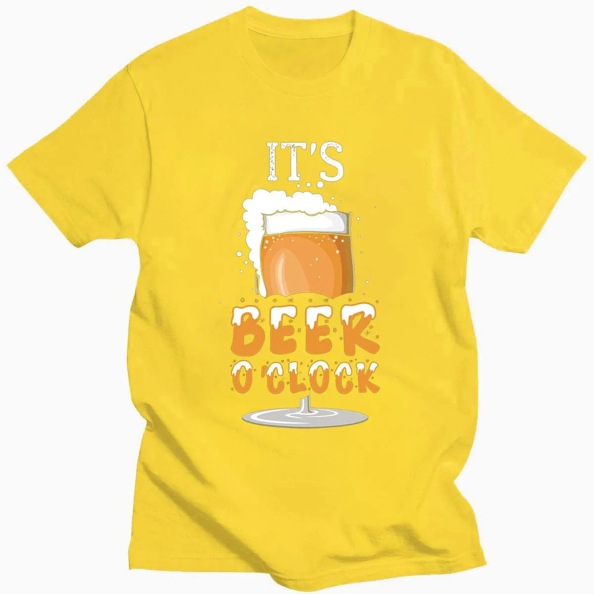 

Men's T-shirt Funny Beer Oclock Print Short Mouw Tea Shirts Cool Summer Clothes Men's Around Neck Streetwear Harajuku Graphic