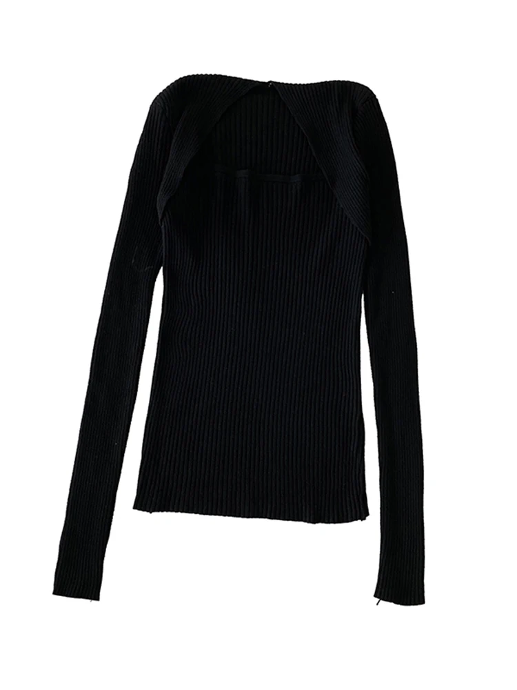 

The new Autumn and Winter Korean Temperament fake two-piece U-neck Slim-fit sweater Women's Bottoming Sweater Sweater Fashion