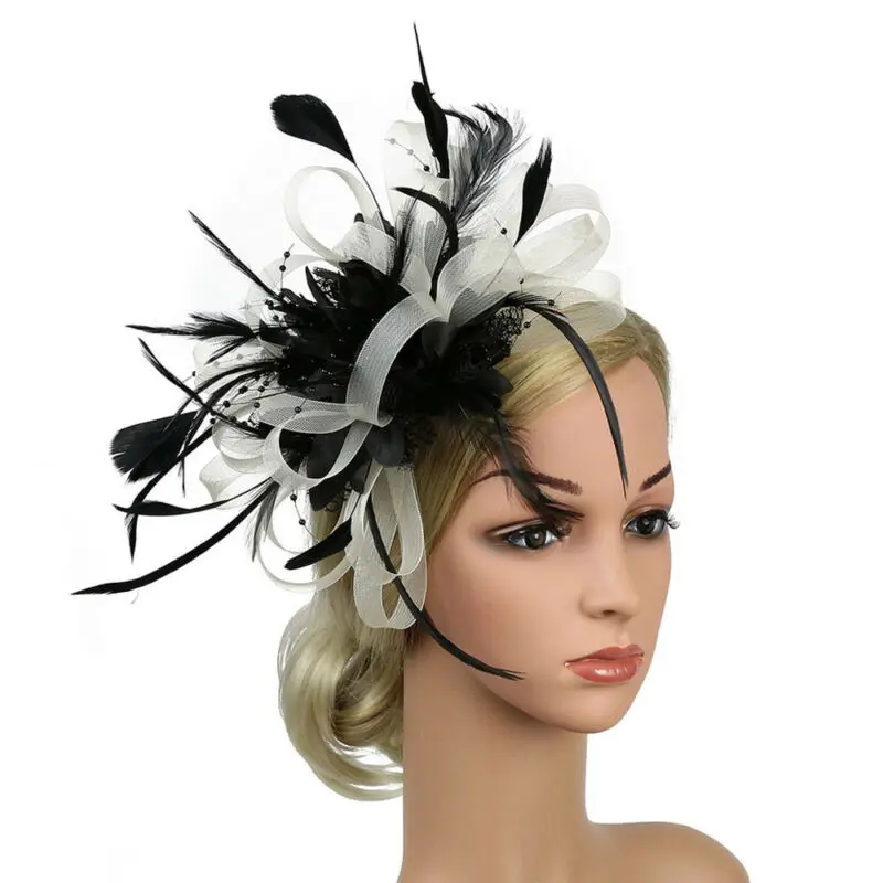 arrival Feather Mesh Fascinator Hat Hair Clip Women Cocktail Wedding Party Bridal Ladies Dress Headband