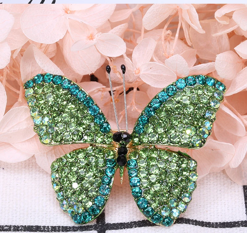 

2020 Full Rhinestone Butterfly Pins Vintage Enamel Brooch for Lady Gift Dress Scarf Decor Jewelry Accessories