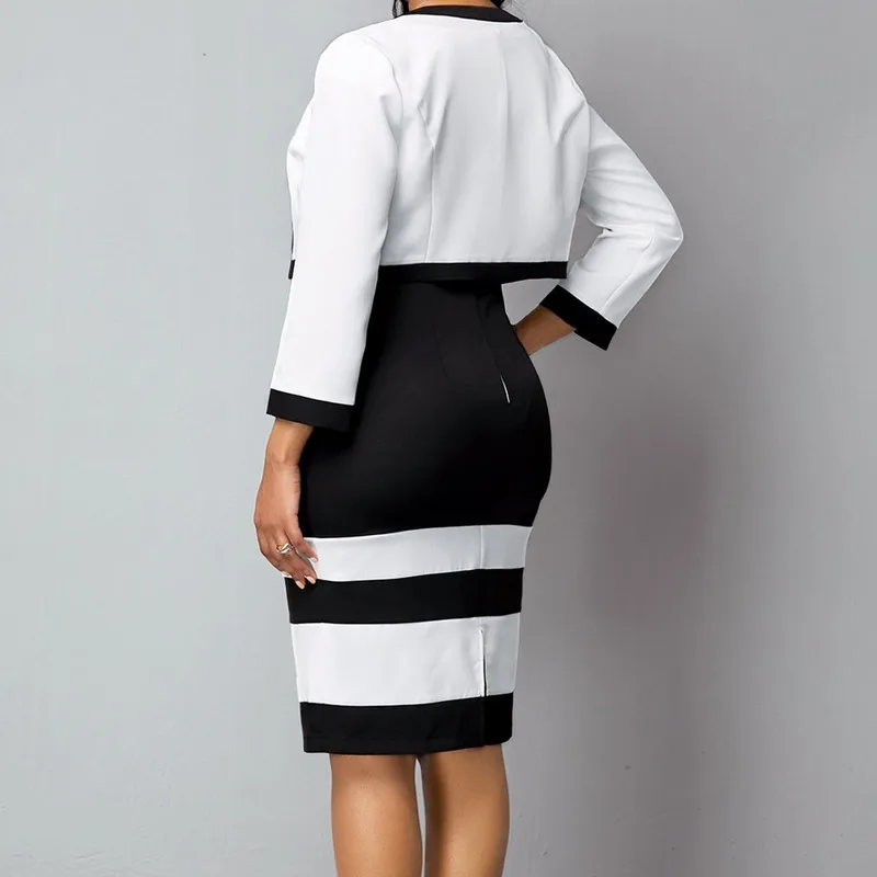 Женское облегающее офисное платье-карандаш повседневное элегантное лоскутное