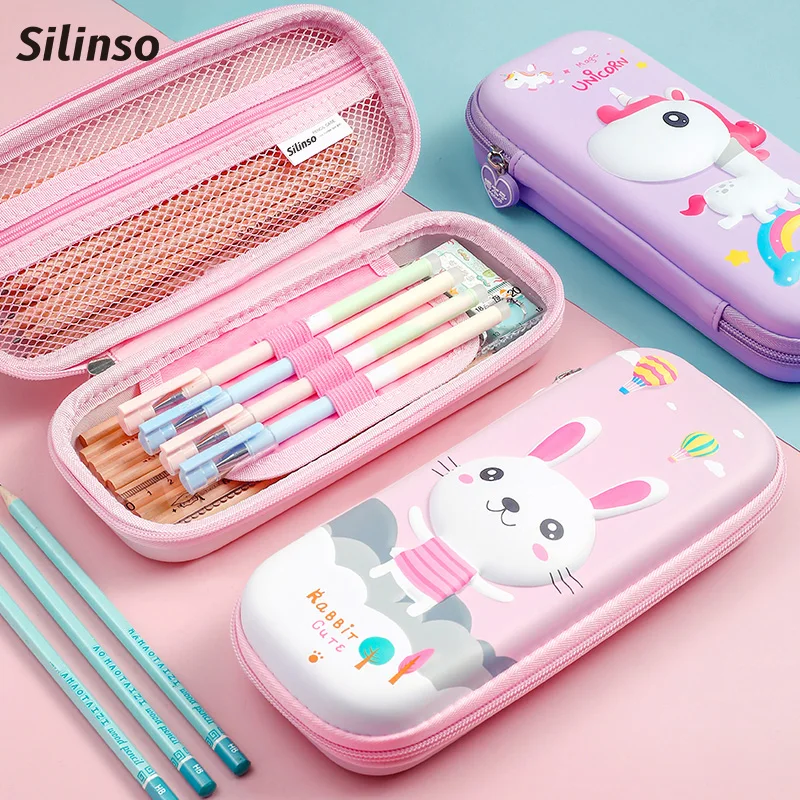 

Silinso Pencil Case 3D Cartoon Pattern Pencil Case Kawaii Stationery for girls Pen Bag Stationery Box