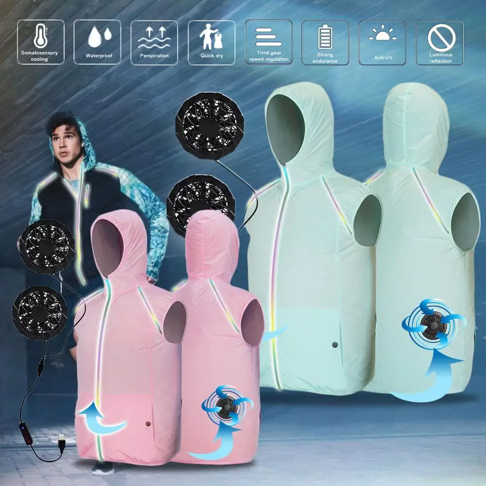 

Новый вентилятор USB Охлаждающий походный жилет для рыбалки, велоспорта, жилет для работы на открытом воздухе, быстроохлаждающий жилет, летн...