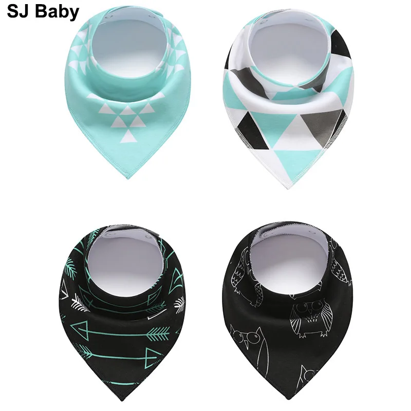 4Pcs/Lot New Baby Bibs Bandana Infant Burp Cloths Print Baberos Bebes Absorbent Soft Towel For Boys Girls Accessories | Мать и ребенок