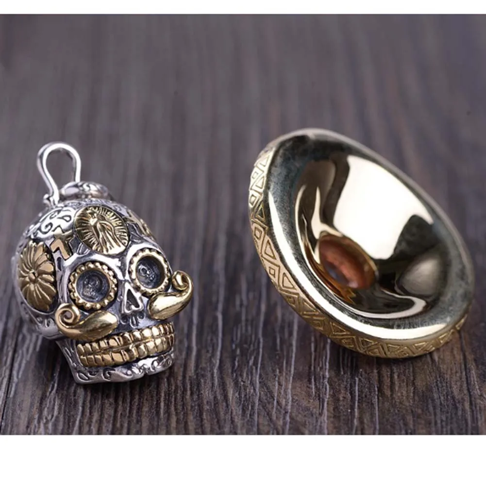 

Jade Angle Solid 925 Sterling Silver Cross Hat Skull Pendant Necklace for Men Punk Accessories Gifts