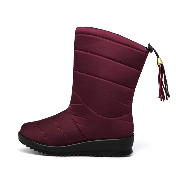 

BLWBYL Winter Boots 2021 NEW Women Winter Shoes Mid-Calf Snow Boots Wedges Warm Fur Female Boots Shoes