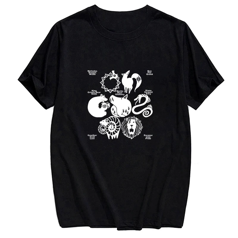 The Seven Deadly Sins Cotton T-shirt Fashion Summer Funny Short Sleeve Harajuku Style Shirt Casual Hip Hop Clothes Drop Shipping