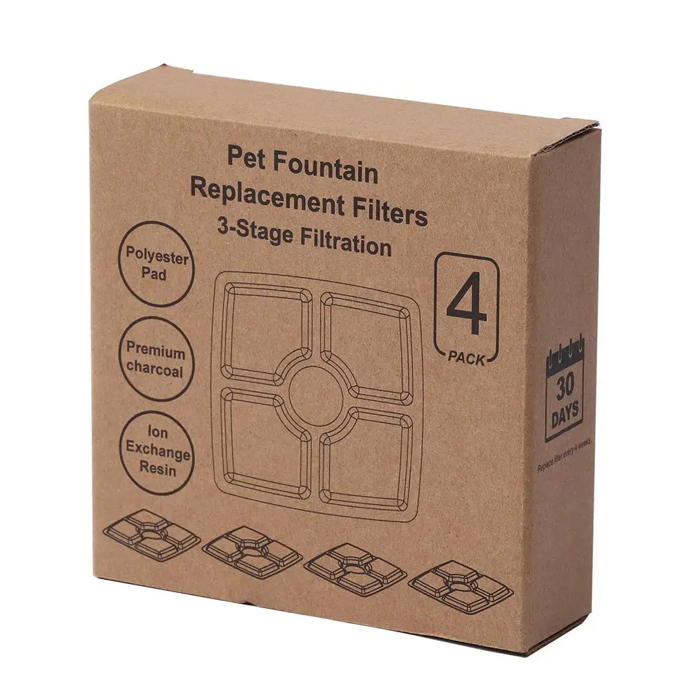 

4PCS Pet Fountain Filter Square Activated Carbon Filters Charcoal Filter Pet Water Dispenser Replacement for Water Fountain