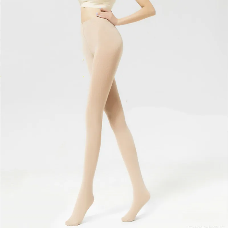 Размера плюс сексуальные женские чулки колготки 120D теплая зимняя одежда с ворсом