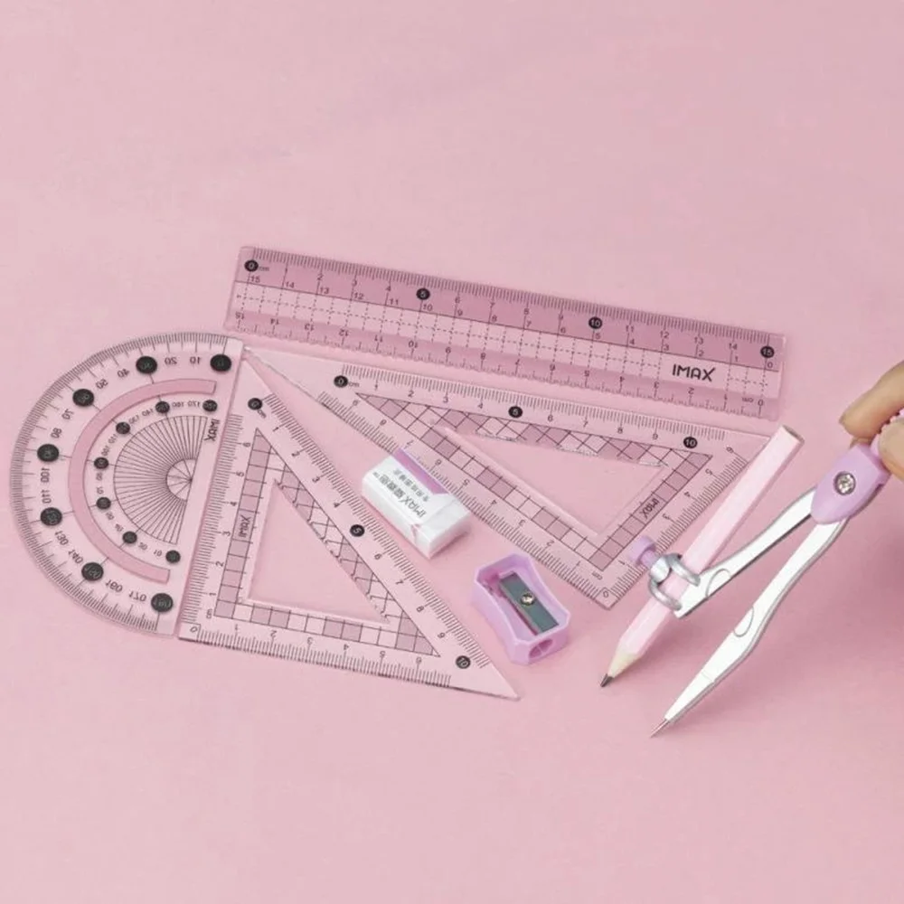 

8pcs/set Packaging Compasses Ruler Stationery Set Math Geometry Protractor Drawing Tools Students School Supplies
