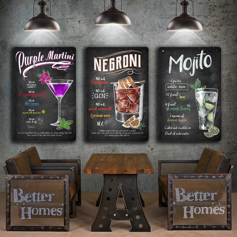 Винтажный металлический настенный постер с изображением холодного чая на