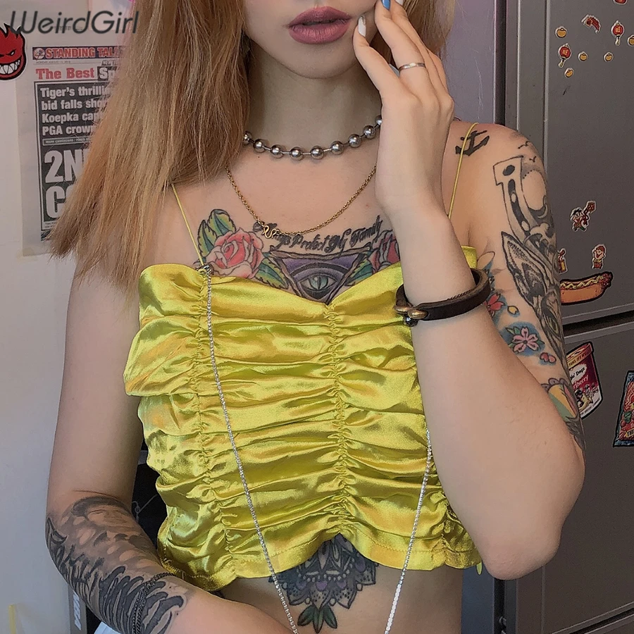 Weirdgirl женские складные модные сексуальные топы на бретелях без рукавов тонкие Женские однотонные Топы эластичные мягкие вечерние летние каникулы Новинка
