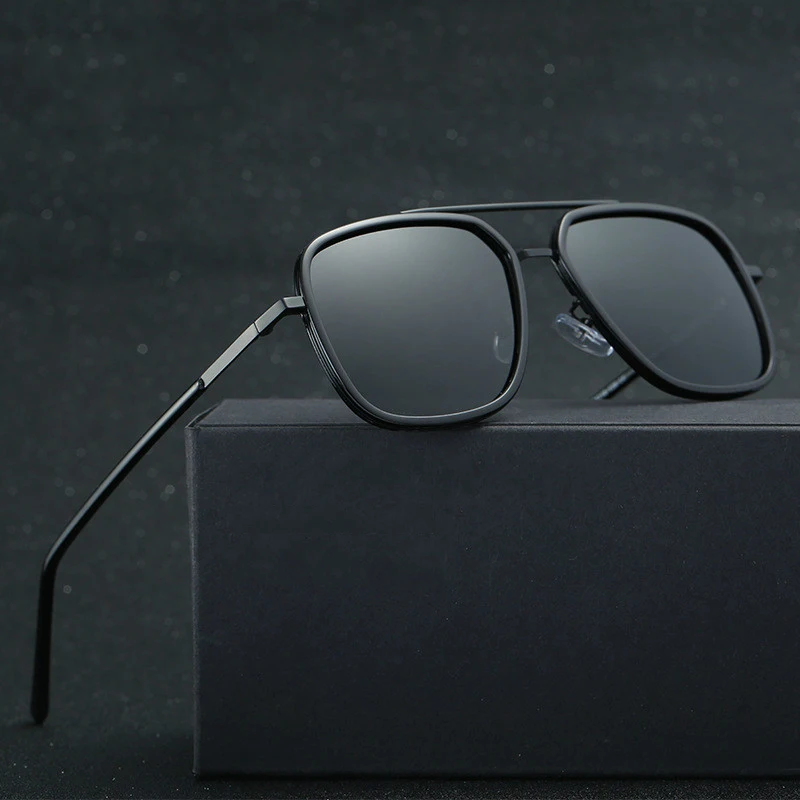 Солнцезащитные очки Мужские поляризационные модный дизайн квадратные Красочные