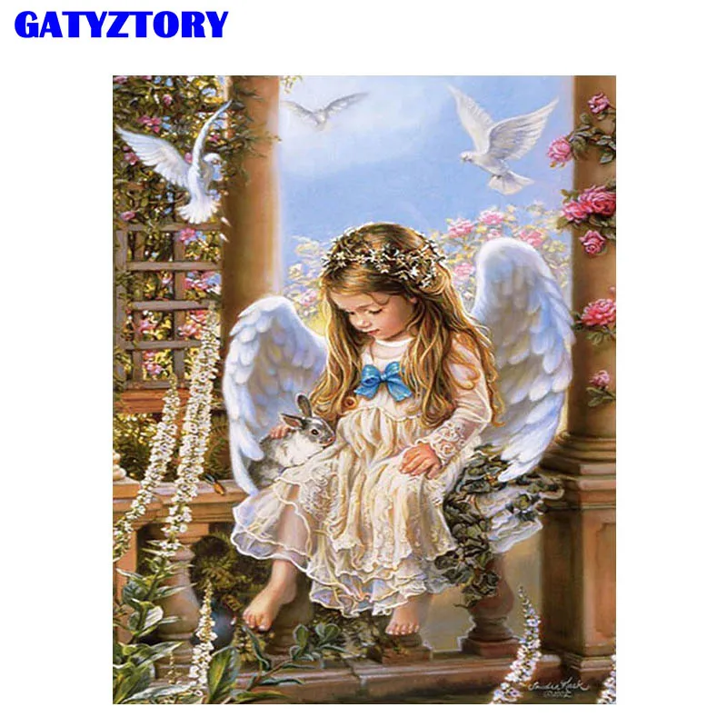 Frameless DIY Painting By Numbers angel oil paint by numbers kits Wedding Decoration Bedroom Decor Canvas Painting oil painting - Цвет: 99553