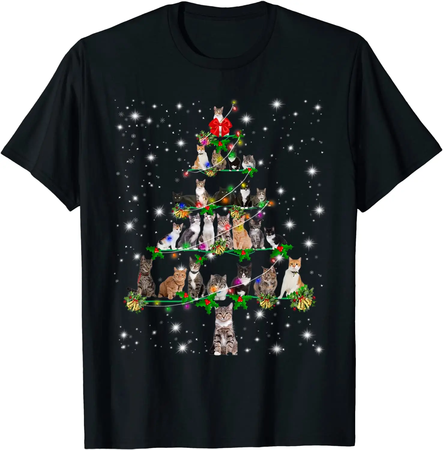 

Funny Cats Christmas Tree Tee Ornament Decor Gift Men's T-Shirt