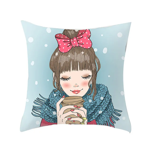 Мультяшная Подушка Обложка красивая девушка чехол для подушки из полиэстера