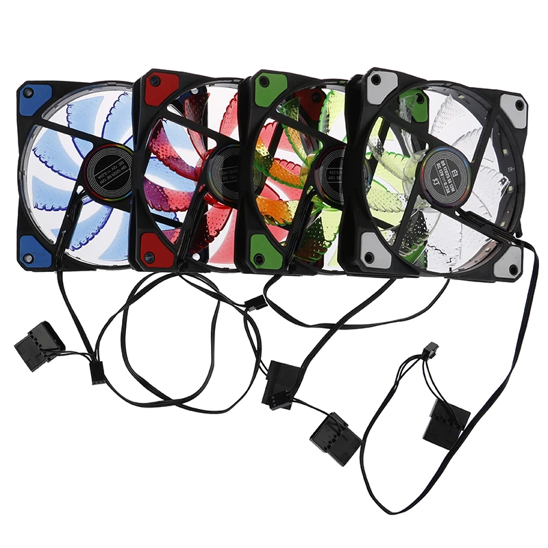 

1pc 120mm 12V 9Blade 4Pin Silent Anti-Vibration Computer PC Cooling Case Fan 15LED