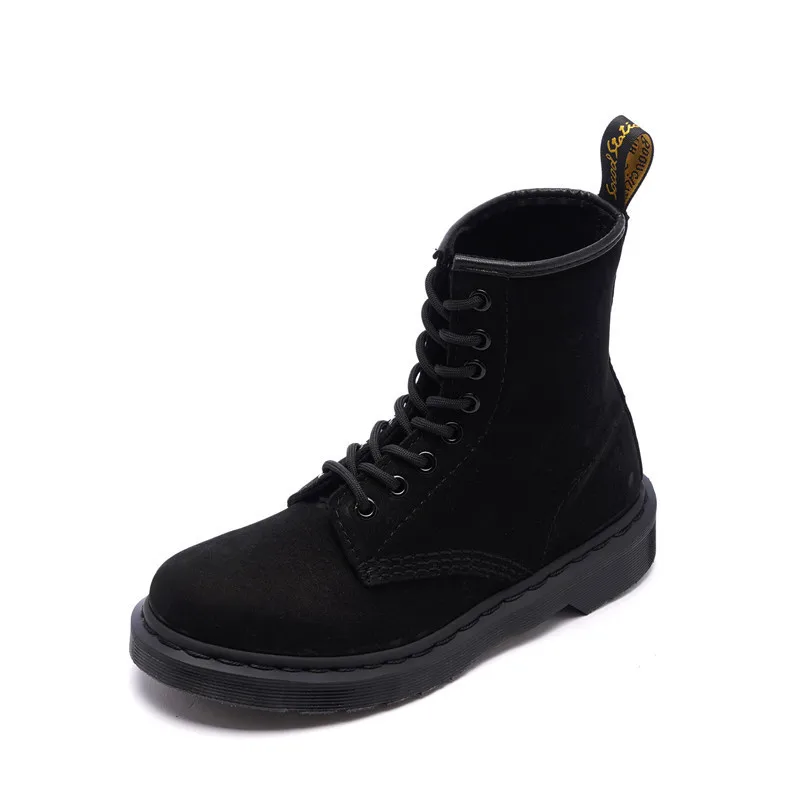 Ботинки Martin Женские матовые полусапожки из коровьей кожи на плоской подошве в