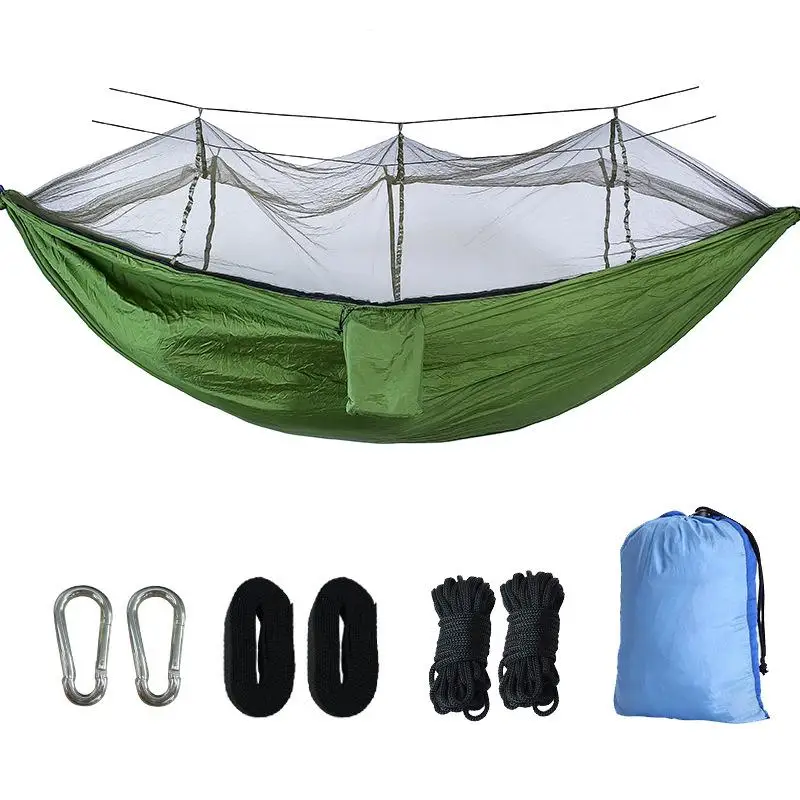 

1-2 Person Outdoor Parachute Hammock With Mosquito Net Camping Hanging Sleeping Bed Swing Hamac Army Green Ultralight Hammocks