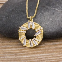 aibef hot sale classic luxury round necklace copper cz crystal star moon pendant chain necklace charm women girls jewelry gift