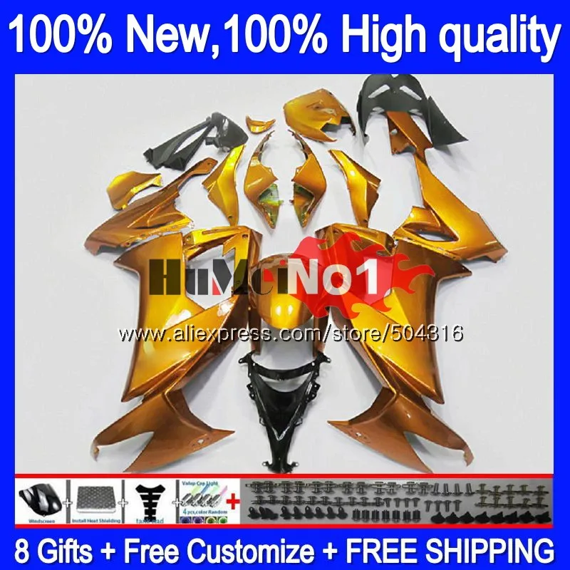 Корпус для KAWASAKI ZX1000C ZX 10R 1000CC ZX10R 08 09 10 73MC.AA ZX1000 CC R 2008 2009 2010 глянцевый Золотой