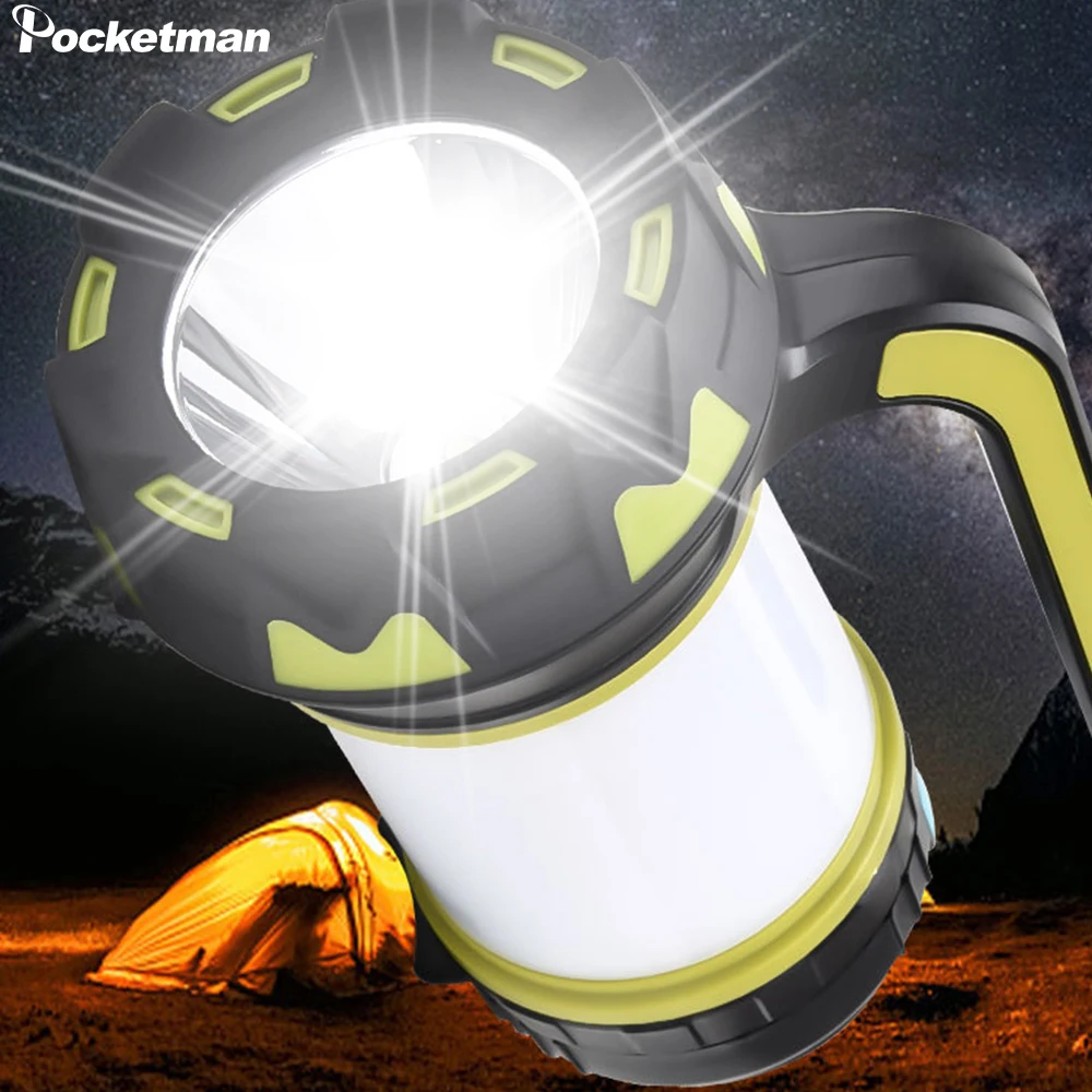 

New LED Camping Light Work Light Handheld Camping Lantern USB Rechargeable Flashlight Spotlight Waterproof Tent Light Torch