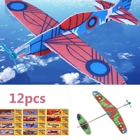 12pcs diy aircraft flying glider toy planes airplane hand throw children kids toys game hand throw made of foam plast party bag