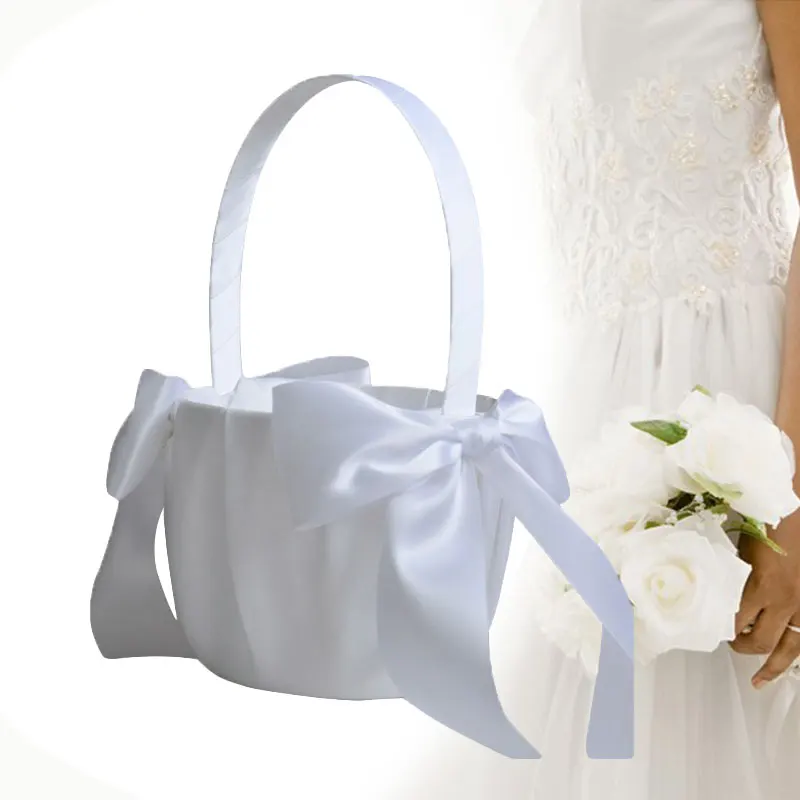 Цветочная корзина для кольца подушка свадебной церемонии атласная хранения с