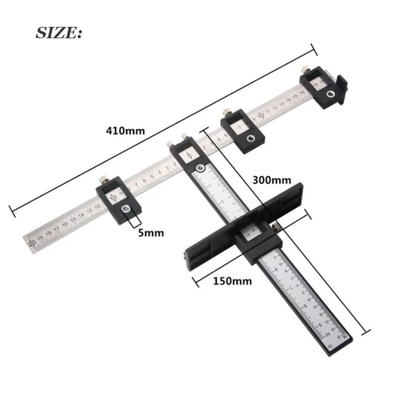 Adjustable Hole Punch Jig Tool Center Drill Bit Guide Set Hardware Locator Woodworking Wood Drilling Dowelling | Инструменты
