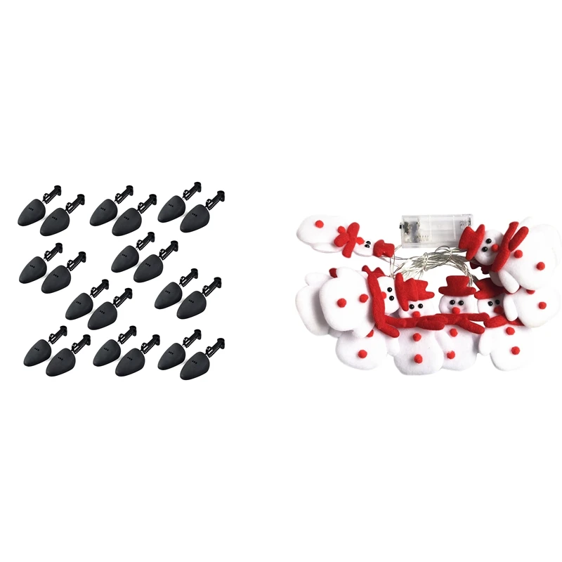 

10 Pair Durable Form Plastic Shoe Tree Practical Boot Shoe Stretcher & 1 Pcs 10 LED Snowman String Light