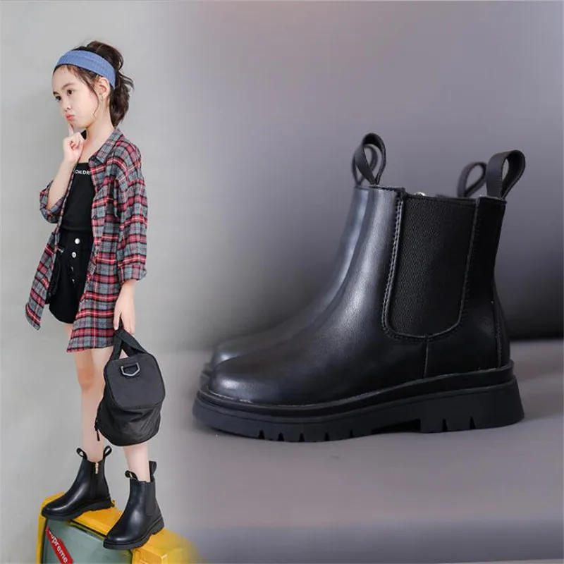

Girls Martin boots children's short boots 2020 autumn new children's shoes British style thick-soled smoke tube boots21-36