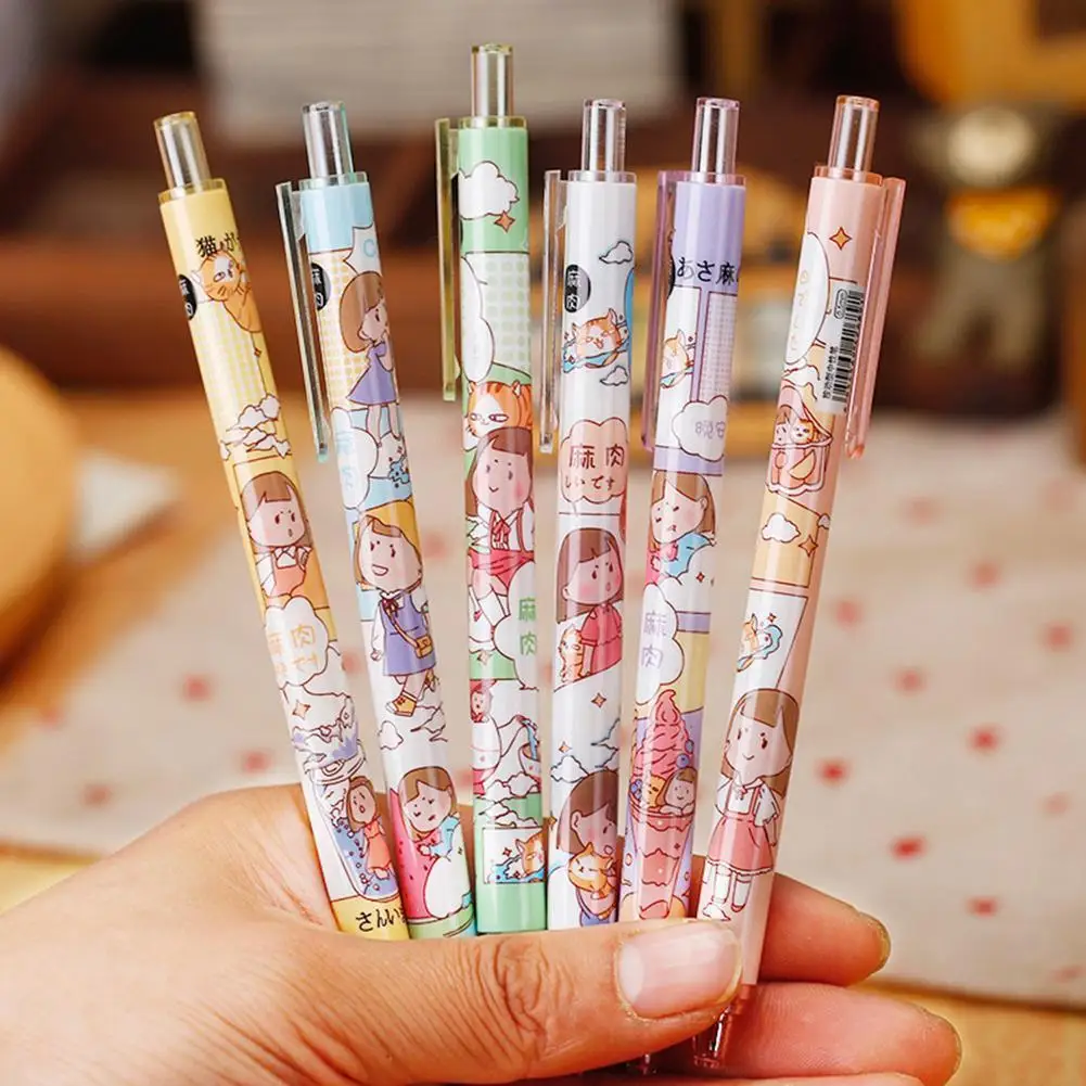 

Kawaii Cute Girl Press Gel Pen Cartoon Animation Series Graffiti Writing Office Supplies Stationery School Children Pen Gif K5Y1