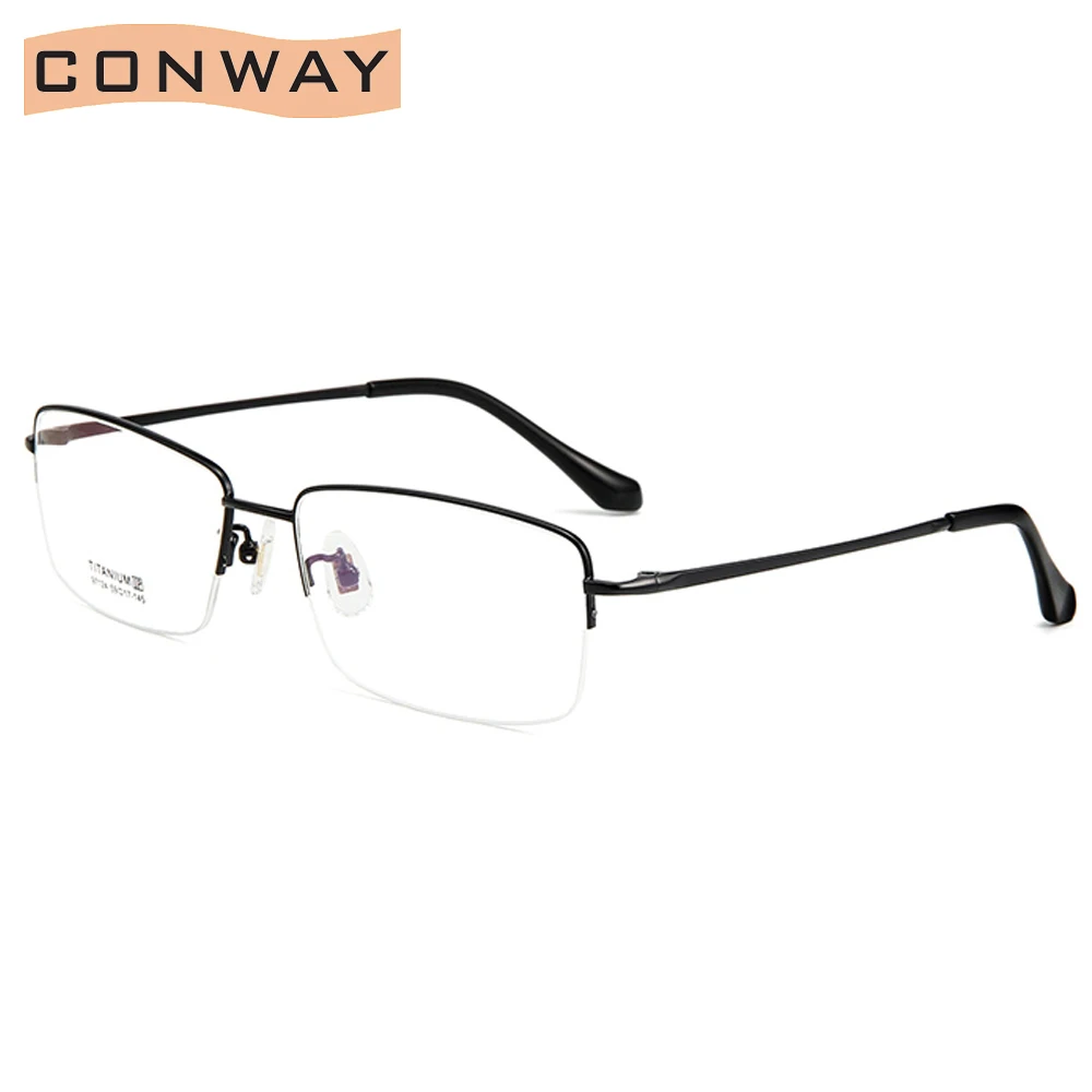 

Conway Semi Rimless Optic Glasses Clear Lens Glasses for Men Half Frame Spectacle Glasses Eyewear Pure Titanium Bussiness Style