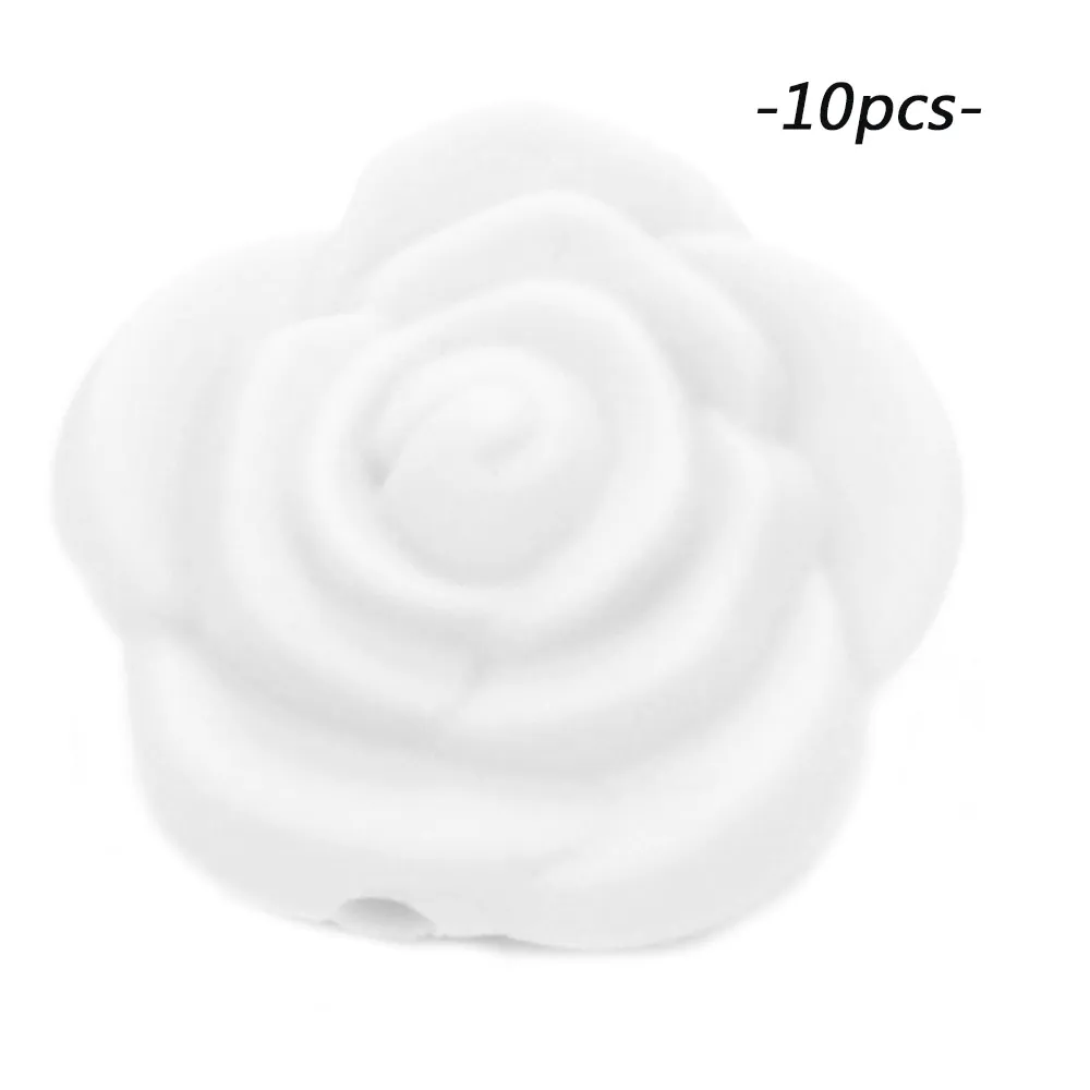 snow LOFCA 10 шт Силиконовые Бусины розы пищевой силиконовый продукт для детей для изготовления ювелирных изделий Детская Соска-подвеска BPA бесплатные игрушки - Цвет: snow