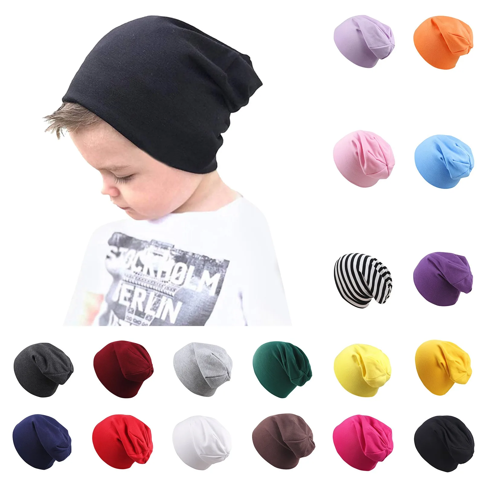

Baby 's Woolen Hat Thermal Boys And Girls Knitted Hat Beanie Solid Color Cap Retro Ribbed Cuffed Short Melon Hat Skullies
