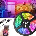 Светодиодная лента, 1-30 м, с питанием от USB, RGB, цветная, Bluetooth, ИК-пульт, гибкая лента для ламп, Диодная Подсветка для компьютера, телевизора, для украшения