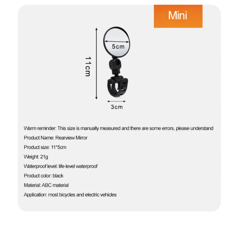 

New Convex Adjustable Bicycle Mirror Rearview Mirror 53*115mm Bicycle Handlebar Rear View Mirror For Bicycle Bike Accessories