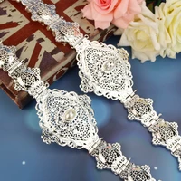 sunspicems silver color wedding dress caftan belt pearl crystal women belt metal buckle adjustable length morocco drop shipping